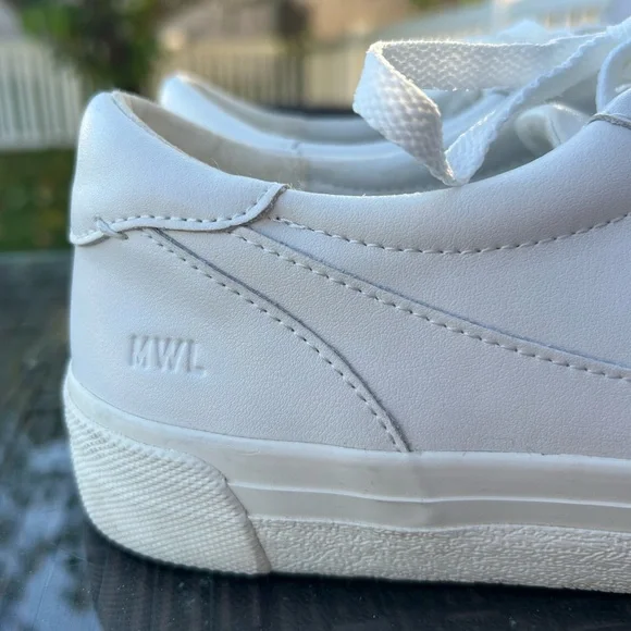 Madewell Sidewalk Sneakers Pale Parchment Cream Leather Minimalist Modern ND989 - Picture 4 of 10